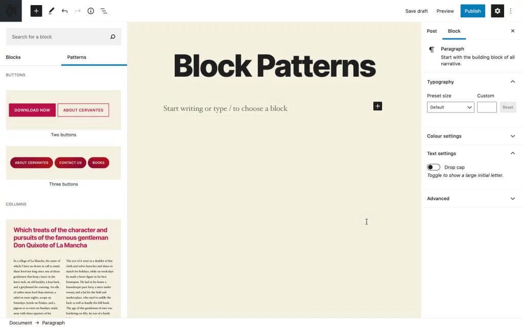 Bổ sung thêm block pattern