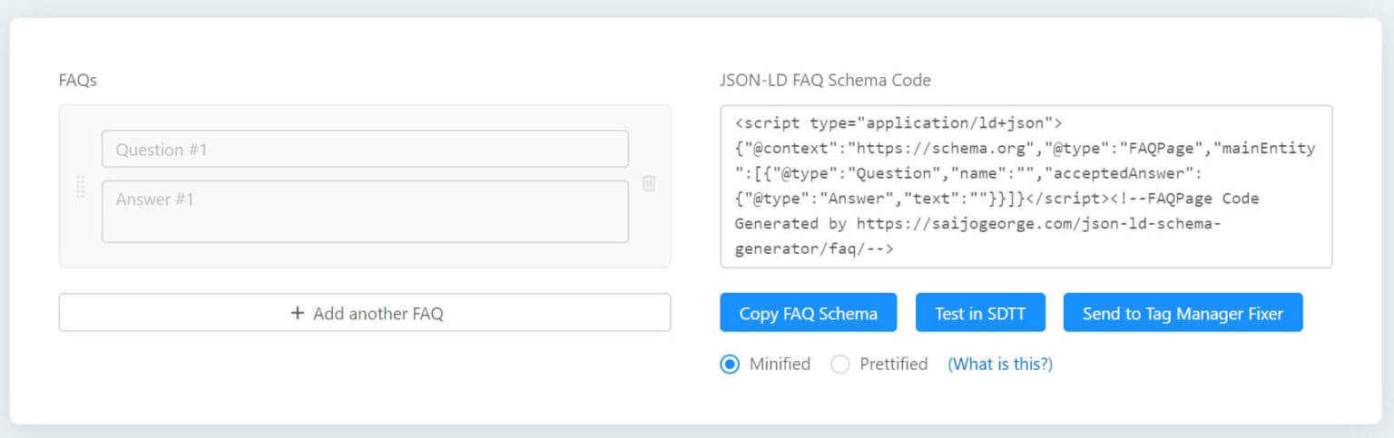 FAQPage JSON-LD Schema Generator đầu tiên được tạo bởi Saijo George