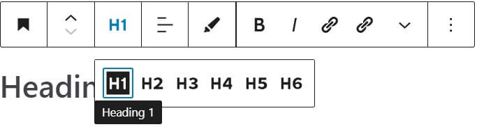 Chèn thẻ H1 trong bài viết sử dụng Gutenberg